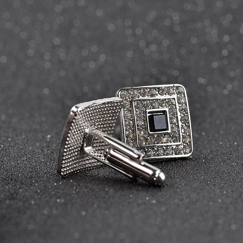 Luxury Rhinestone Crystal Square Custom Enamel Cufflink