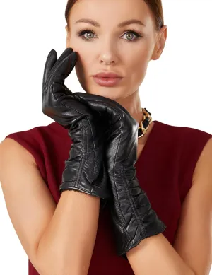 Luxury Winter Long Leather Gloves Women Touchscreen Texting Warm Driving Genuine Leather Gloves 13''