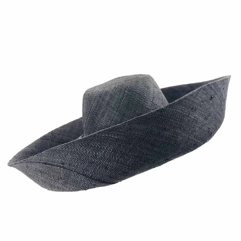 Madagascar Raffia Extra Large Brim Solid Color Beach Hat