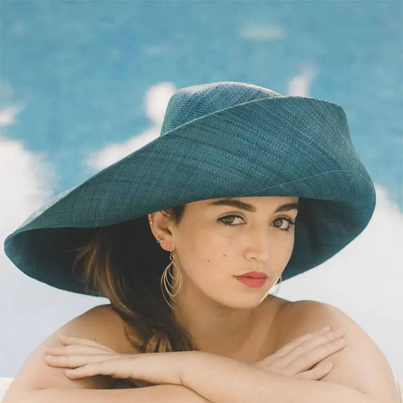 Madagascar Raffia Extra Large Brim Solid Color Beach Hat