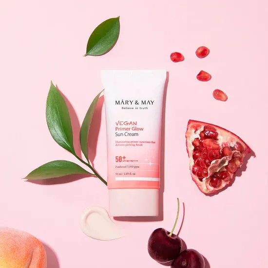 MARY & MAY Believe In Truth vegan primer glow sun cream 50  spf 50  pa     واقي الشمس الوردي من ماري اند ماي