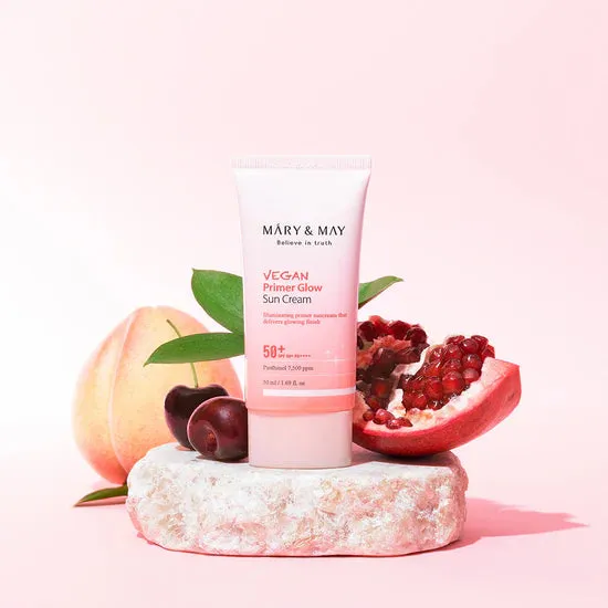 MARY & MAY Believe In Truth vegan primer glow sun cream 50  spf 50  pa     واقي الشمس الوردي من ماري اند ماي