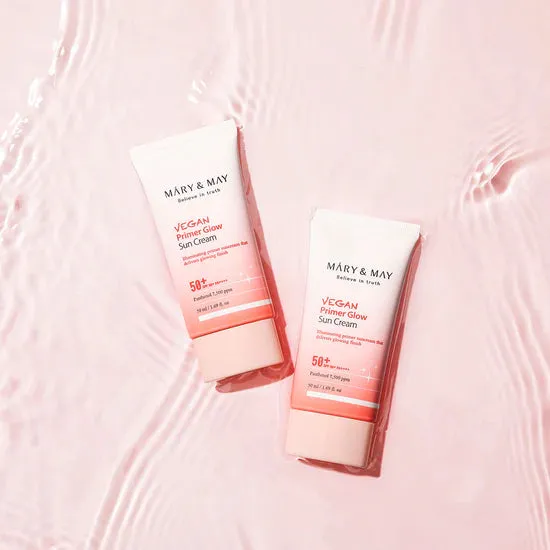 MARY & MAY Believe In Truth vegan primer glow sun cream 50  spf 50  pa     واقي الشمس الوردي من ماري اند ماي