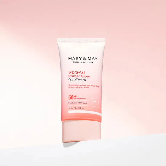 MARY & MAY Believe In Truth vegan primer glow sun cream 50  spf 50  pa     واقي الشمس الوردي من ماري اند ماي