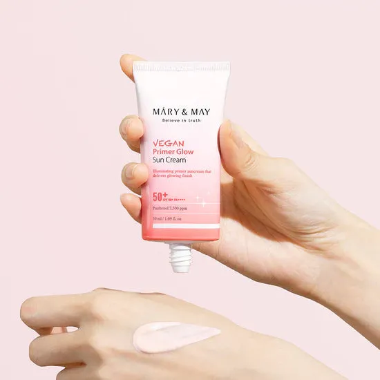 MARY & MAY Believe In Truth vegan primer glow sun cream 50  spf 50  pa     واقي الشمس الوردي من ماري اند ماي