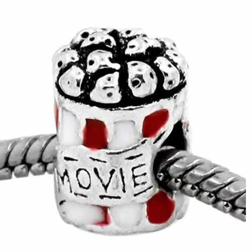 Movie Charm Popcorn Bag Bead European Bead Compatible for Most European Snake Chain Charm Bracelet