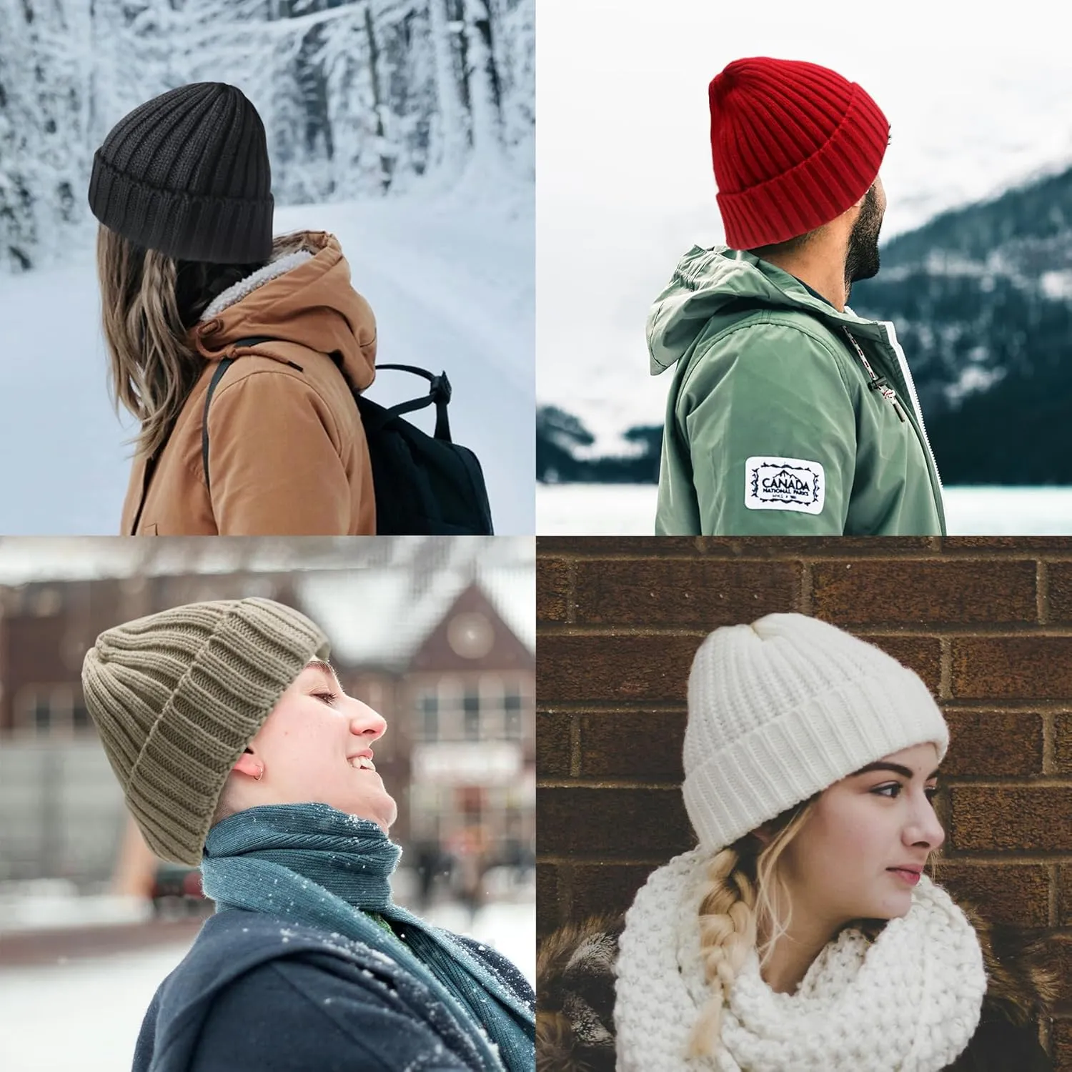 NPQQUAN Thick Warm Winter Hats for Women Knit Beanie Hat Skull Cap Beanies for Men Women