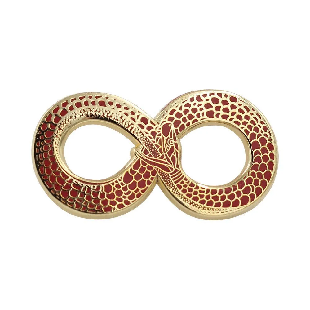 Ouroboros Halloween Costume Accessory - Occult Black & Gold Enamel Pin
