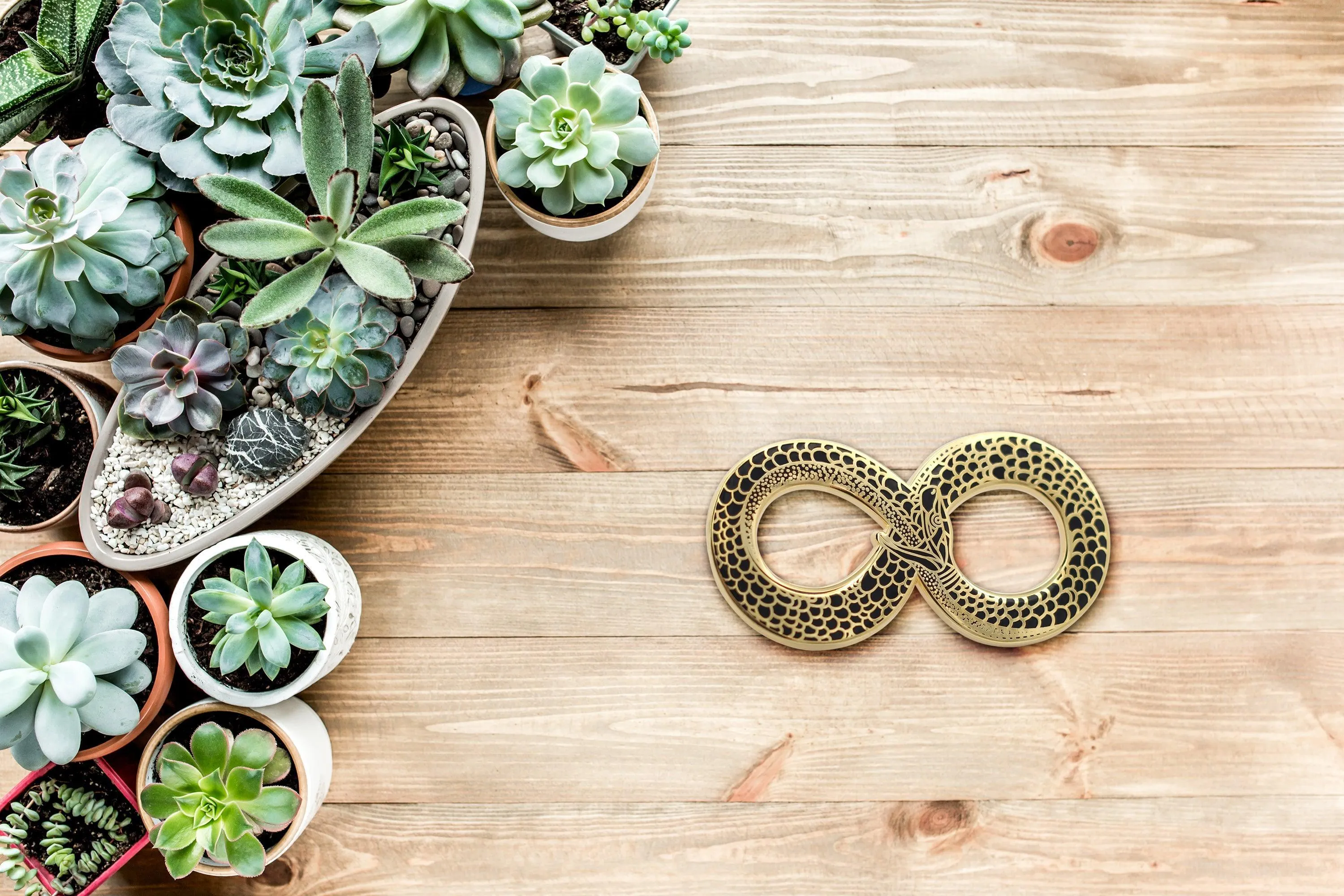 Ouroboros Halloween Costume Accessory - Occult Black & Gold Enamel Pin