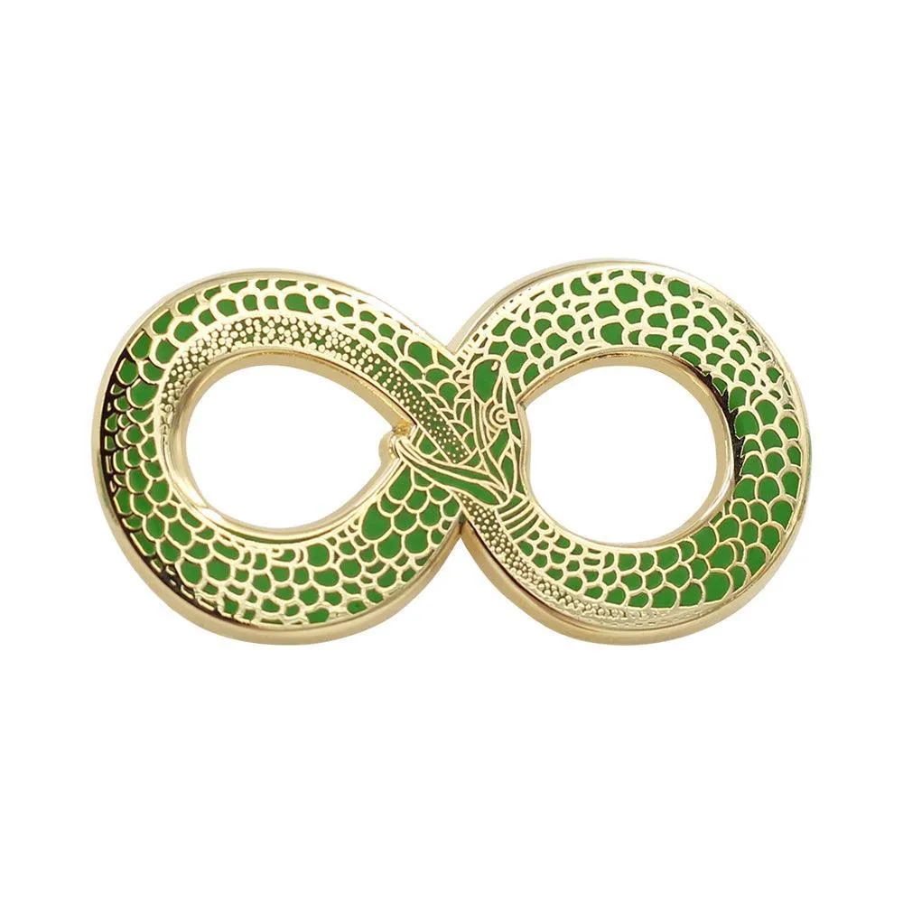 Ouroboros Halloween Costume Accessory - Occult Black & Gold Enamel Pin