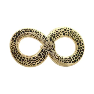 Ouroboros Halloween Costume Accessory - Occult Black & Gold Enamel Pin