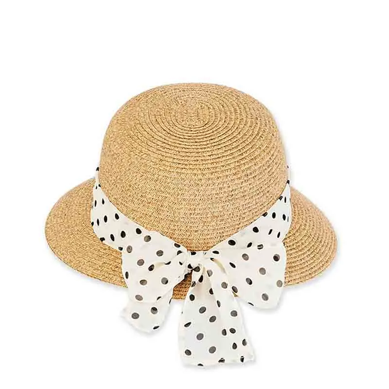 Petite Asymmetrical Brim Hat with Polka Dot Sash - Sunny Dayz Hat