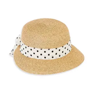 Petite Asymmetrical Brim Hat with Polka Dot Sash - Sunny Dayz Hat