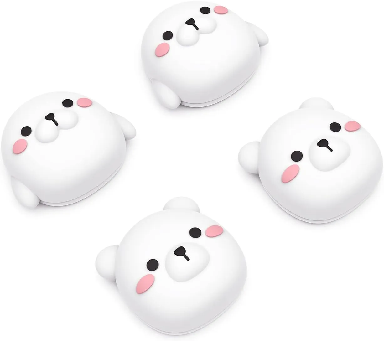 PlayVital Cute Thumb Grip Caps for ps5/4 Controller, Silicone Analog Stick Caps Cover for Xbox Series X/S, Thumbstick Caps for Switch Pro Controller - Polar Bear & Baby Seal