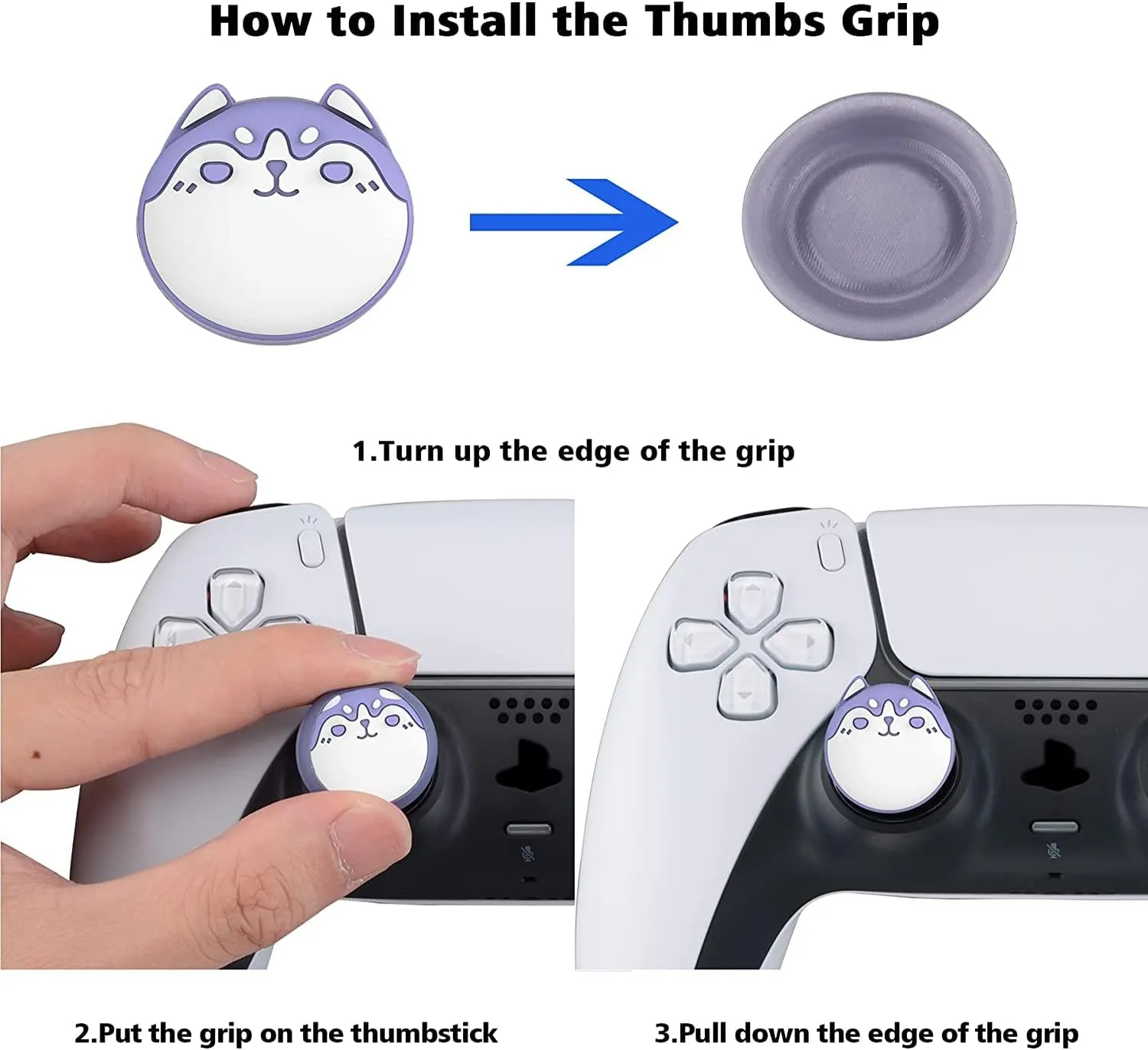 PlayVital Cute Thumb Grip Caps for ps5/4 Controller, Silicone Analog Stick Caps Cover for Xbox Series X/S, Thumbstick Caps for Switch Pro Controller - Polar Bear & Baby Seal
