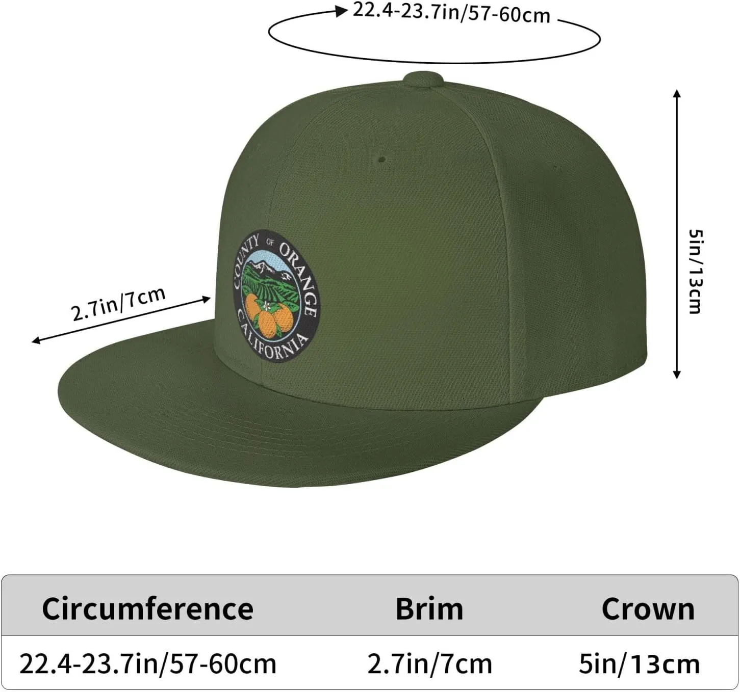 POOEDSO Seal of Orange County, California Snapback Hats for Men Baseball Cap Trucker Hat Flat Brim Hats