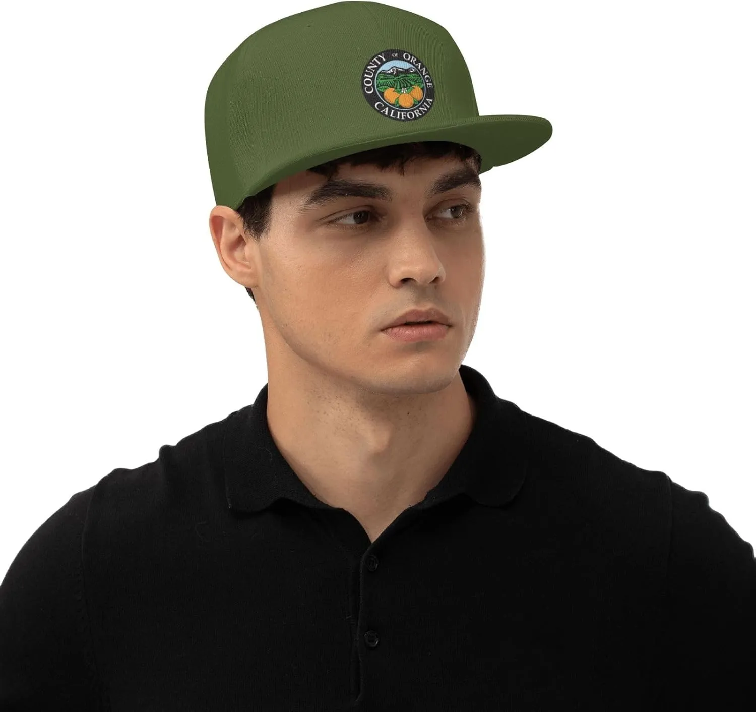POOEDSO Seal of Orange County, California Snapback Hats for Men Baseball Cap Trucker Hat Flat Brim Hats