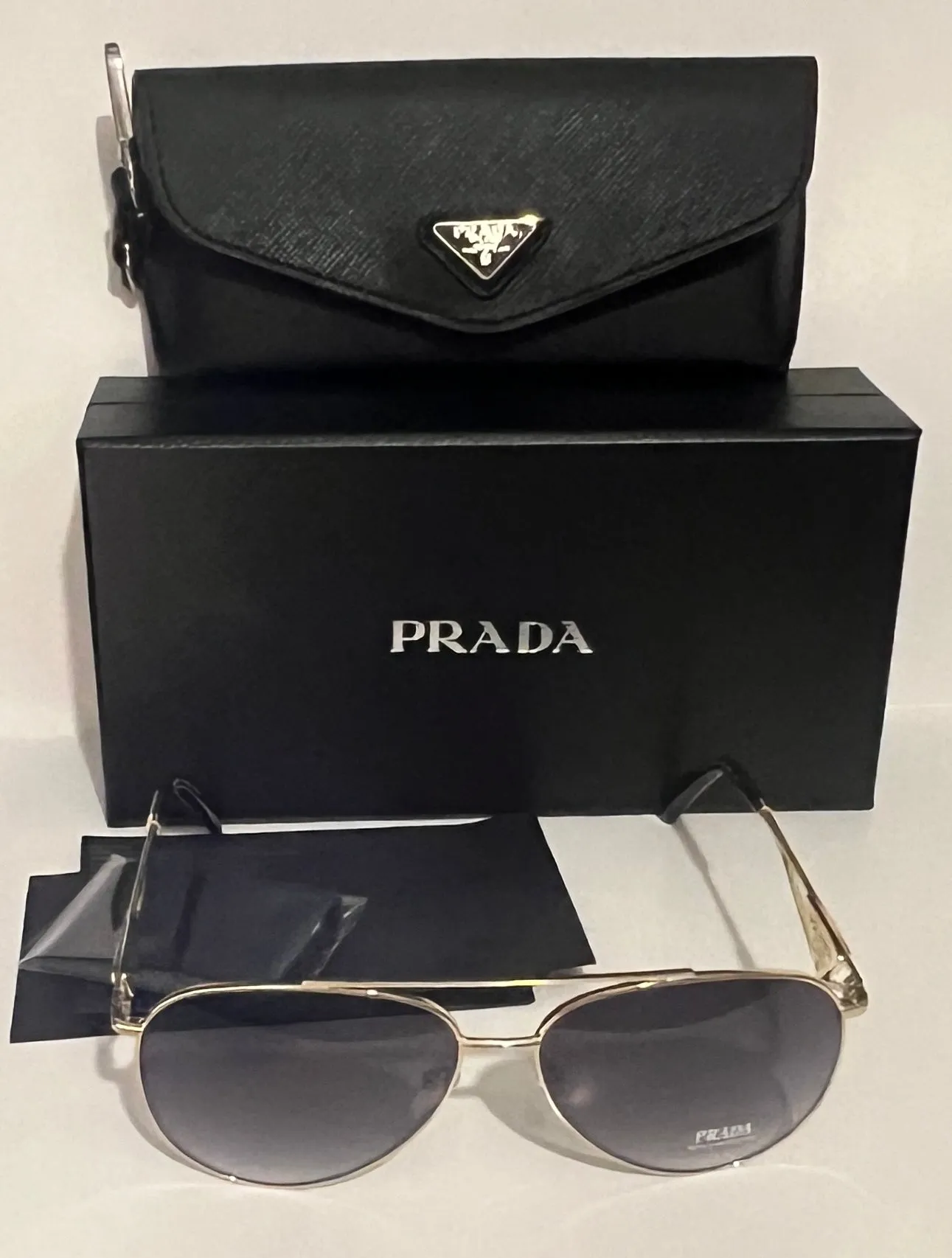 Prada PR 73ZS ZVN-5D1 58#14 140 Sunglasses - Gold Frame, Grey Gradient Lens