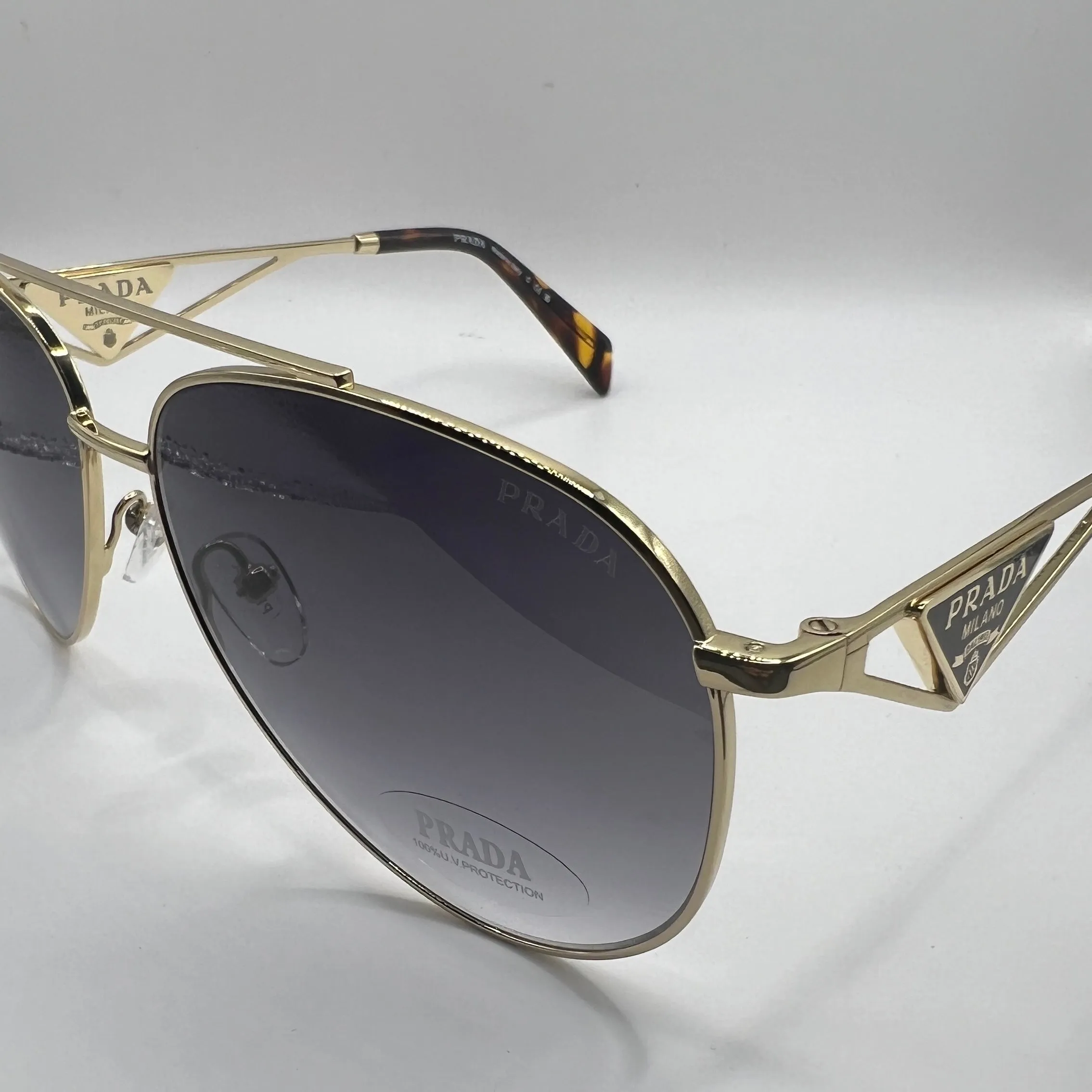 Prada PR 73ZS ZVN-5D1 58#14 140 Sunglasses - Gold Frame, Grey Gradient Lens