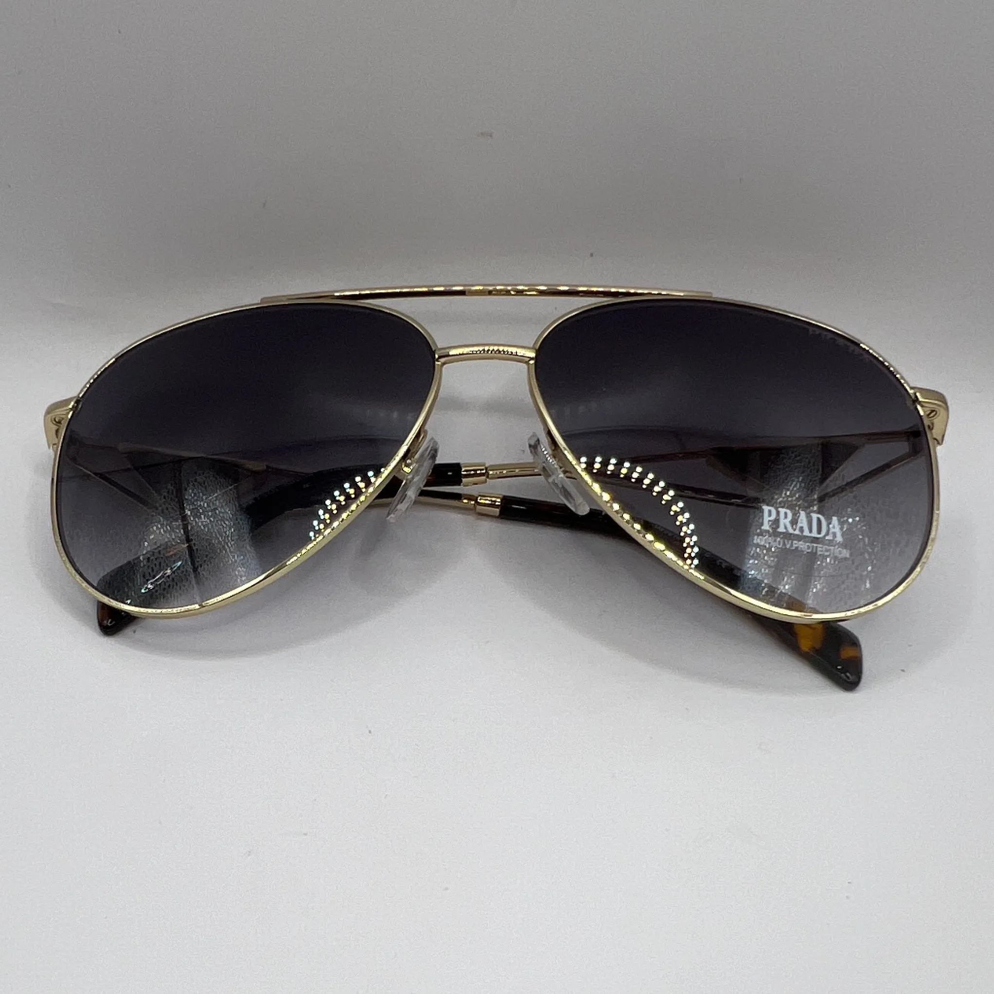 Prada PR 73ZS ZVN-5D1 58#14 140 Sunglasses - Gold Frame, Grey Gradient Lens