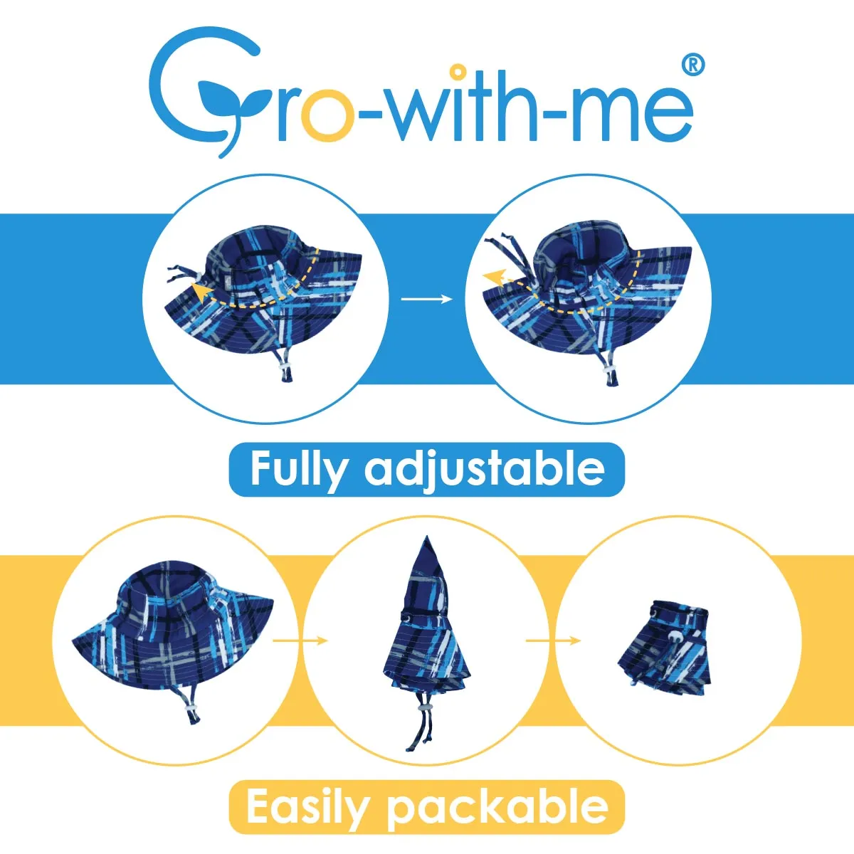 Quick Dry Hat, 50  UPF, Stay-on Tie – Blue Plaid