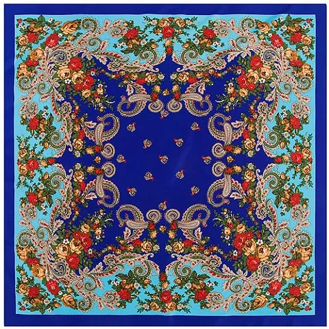 Russian Vintage Floral Silk Scarf - 6 Styles