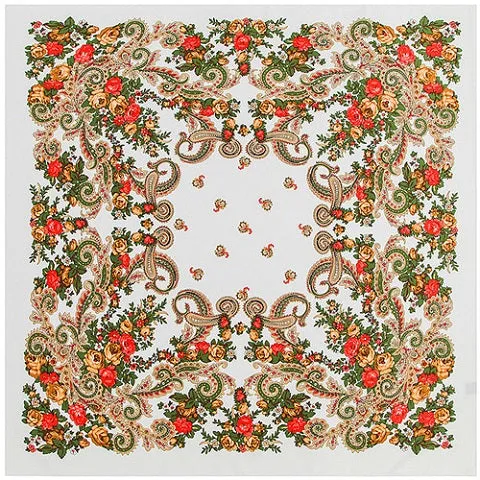 Russian Vintage Floral Silk Scarf - 6 Styles