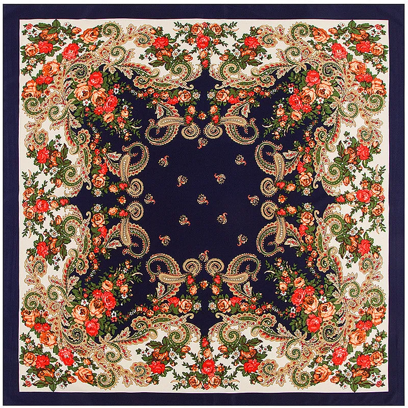 Russian Vintage Floral Silk Scarf - 6 Styles