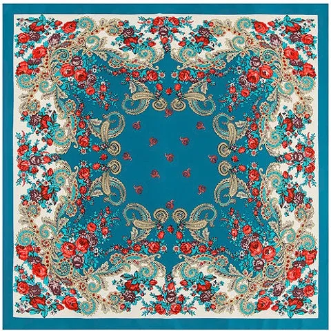 Russian Vintage Floral Silk Scarf - 6 Styles