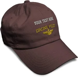 Soft Baseball Cap Drone Pilot Gold Embroidery Insignias UFO Twill Cotton Veteran Dad Hats for Men & Women