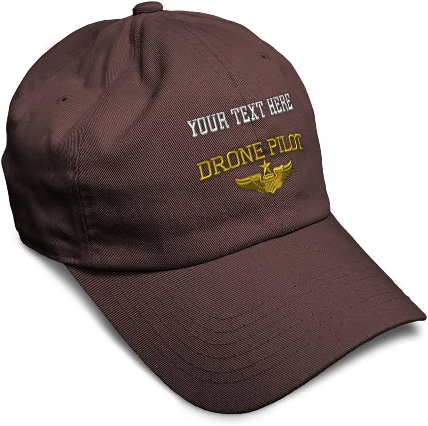 Soft Baseball Cap Drone Pilot Gold Embroidery Insignias UFO Twill Cotton Veteran Dad Hats for Men & Women