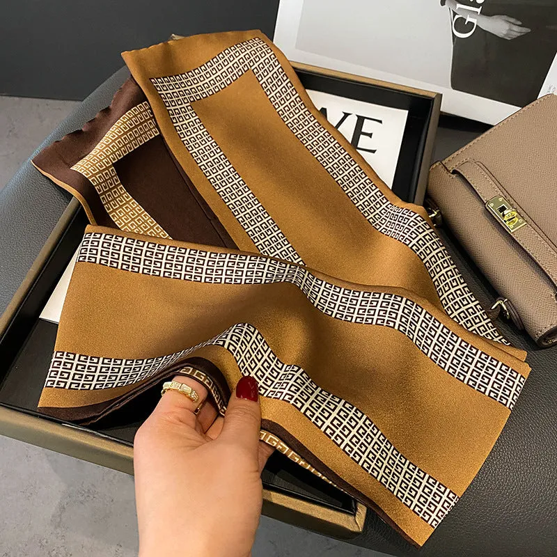 Spring Versatile Simulated Silk Scarf Women's Long Scarf Tied To Bag Streamer Narrow Scarf