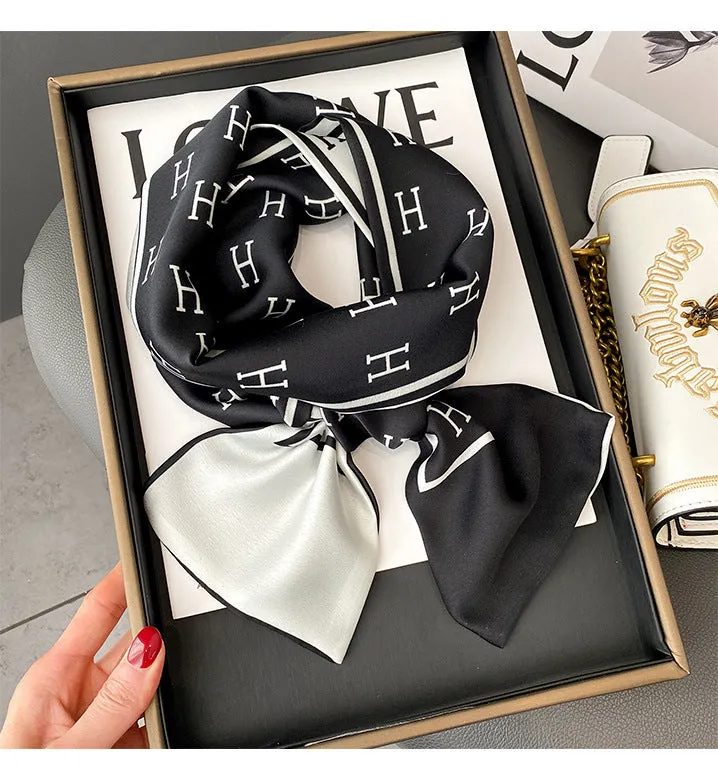Spring Versatile Simulated Silk Scarf Women's Long Scarf Tied To Bag Streamer Narrow Scarf