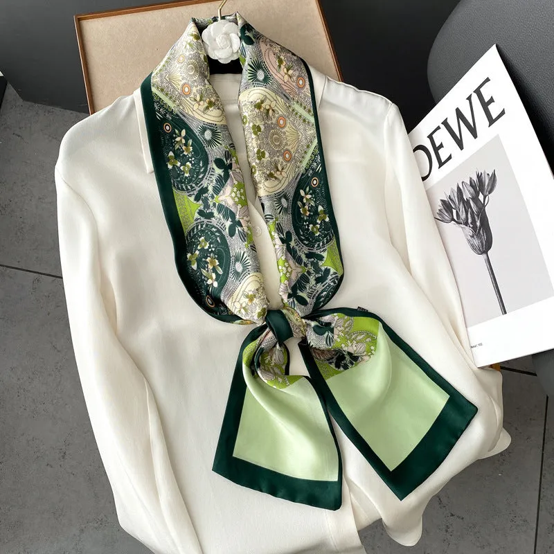 Spring Versatile Simulated Silk Scarf Women's Long Scarf Tied To Bag Streamer Narrow Scarf
