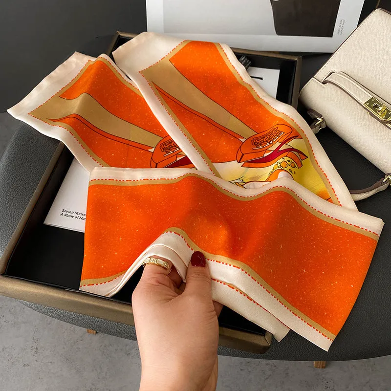 Spring Versatile Simulated Silk Scarf Women's Long Scarf Tied To Bag Streamer Narrow Scarf