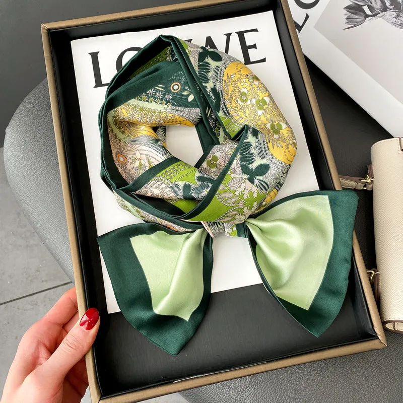 Spring Versatile Simulated Silk Scarf Women's Long Scarf Tied To Bag Streamer Narrow Scarf