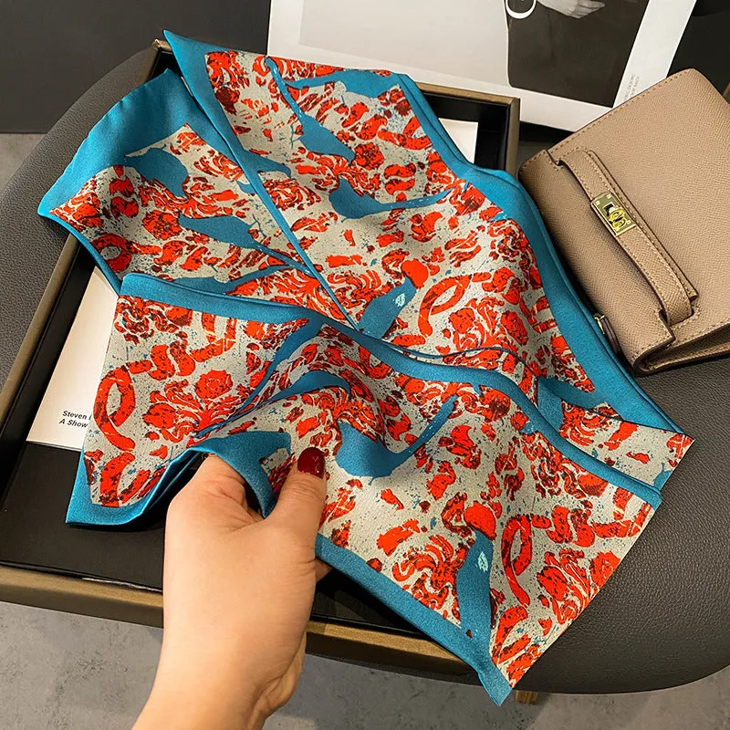Spring Versatile Simulated Silk Scarf Women's Long Scarf Tied To Bag Streamer Narrow Scarf