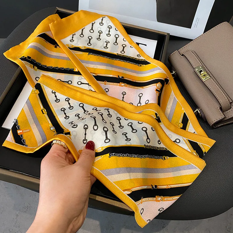 Spring Versatile Simulated Silk Scarf Women's Long Scarf Tied To Bag Streamer Narrow Scarf