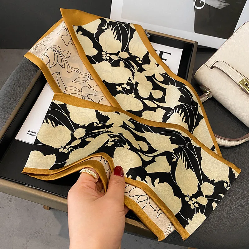 Spring Versatile Simulated Silk Scarf Women's Long Scarf Tied To Bag Streamer Narrow Scarf