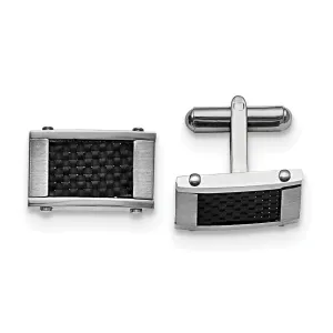Stainless Steel & Black Carbon Fiber Cuff Links