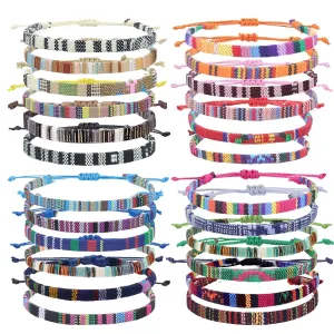 String Boho Bracelet Ankle Adjustable Beaded Anklets,Handmade Surfer Beach Bracelets,Colorful Braided Bracelets String Rope Anklets Bracelets Waterproof Boho Jewelry for Women Men (Classic Style)
