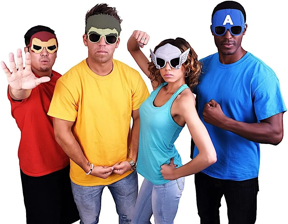 Sun-Staches Avengers Sunglasses | Hulk, Iron Man, Thor, or Captain America Costume Accessory | UV 400 | One Size Fits Most