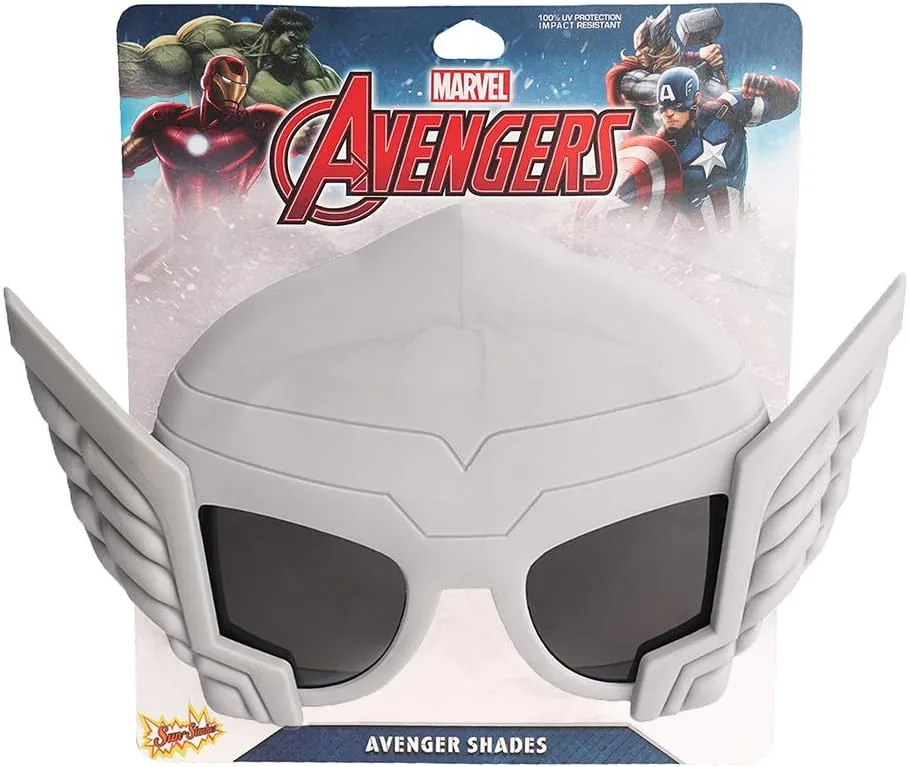 Sun-Staches Avengers Sunglasses | Hulk, Iron Man, Thor, or Captain America Costume Accessory | UV 400 | One Size Fits Most