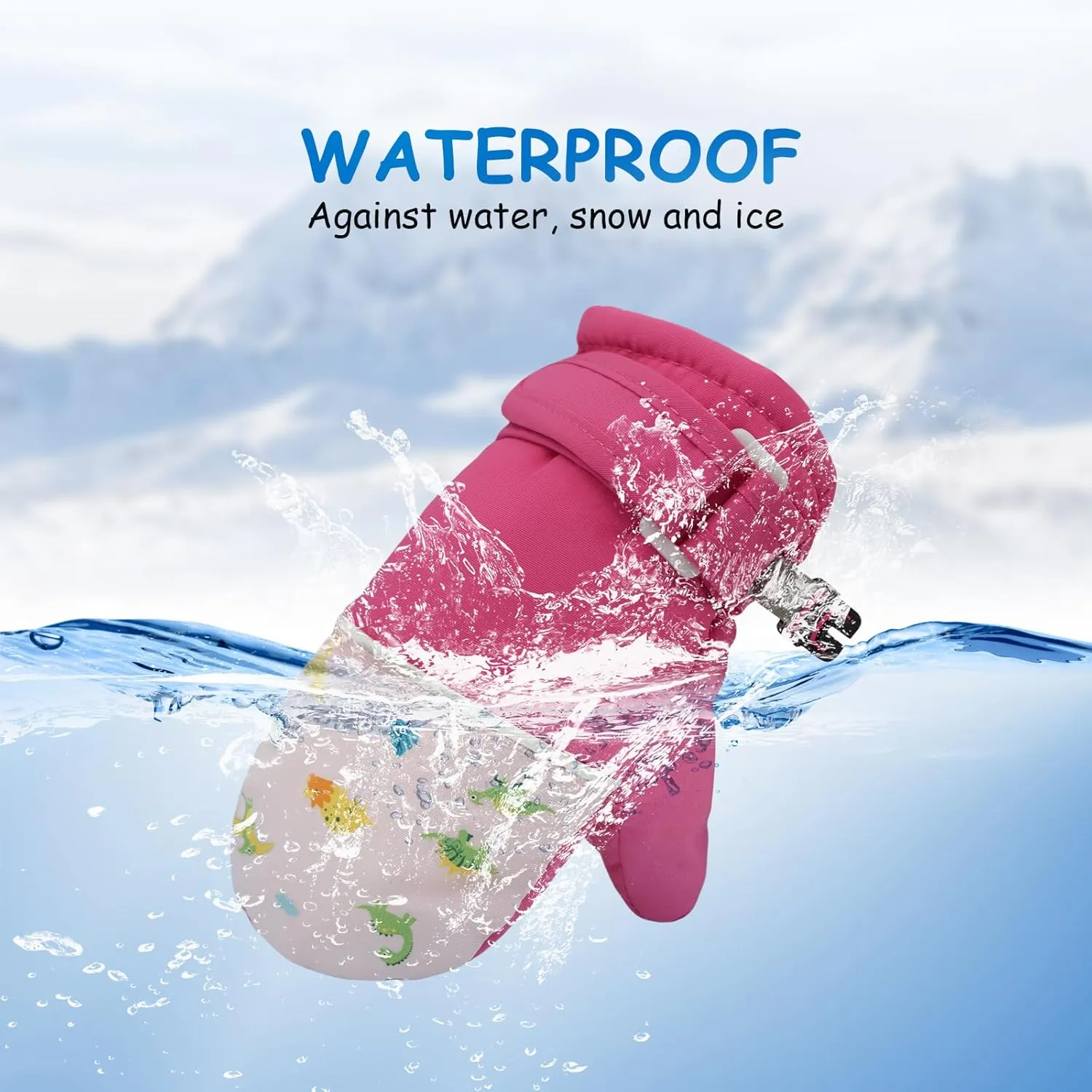 Toddler Mittens Waterproof Fleece Lined 2 Pack Toddler Winter Gloves Warm Snow Gloves for Baby Boys Girls