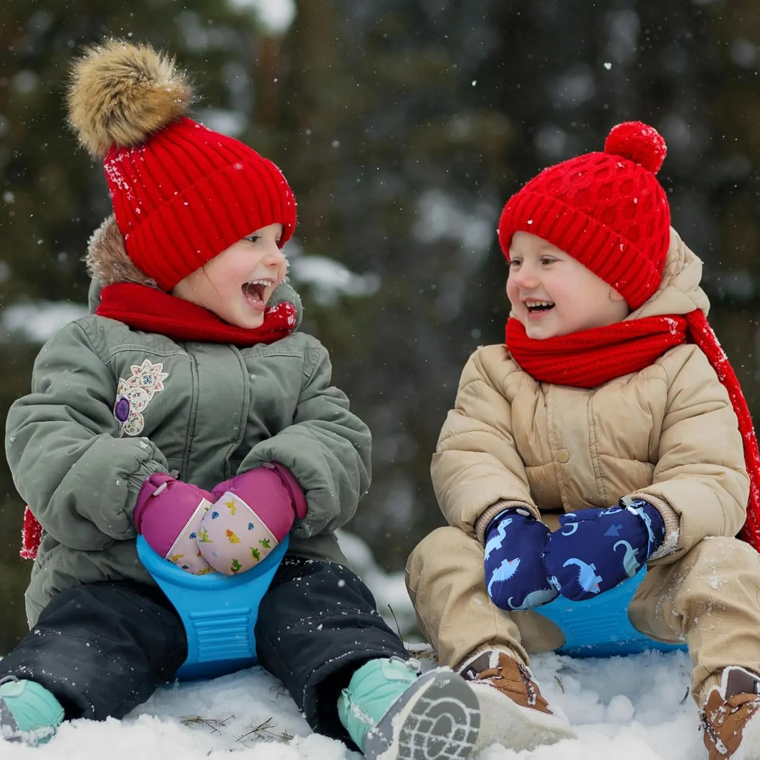 Toddler Mittens Waterproof Fleece Lined 2 Pack Toddler Winter Gloves Warm Snow Gloves for Baby Boys Girls