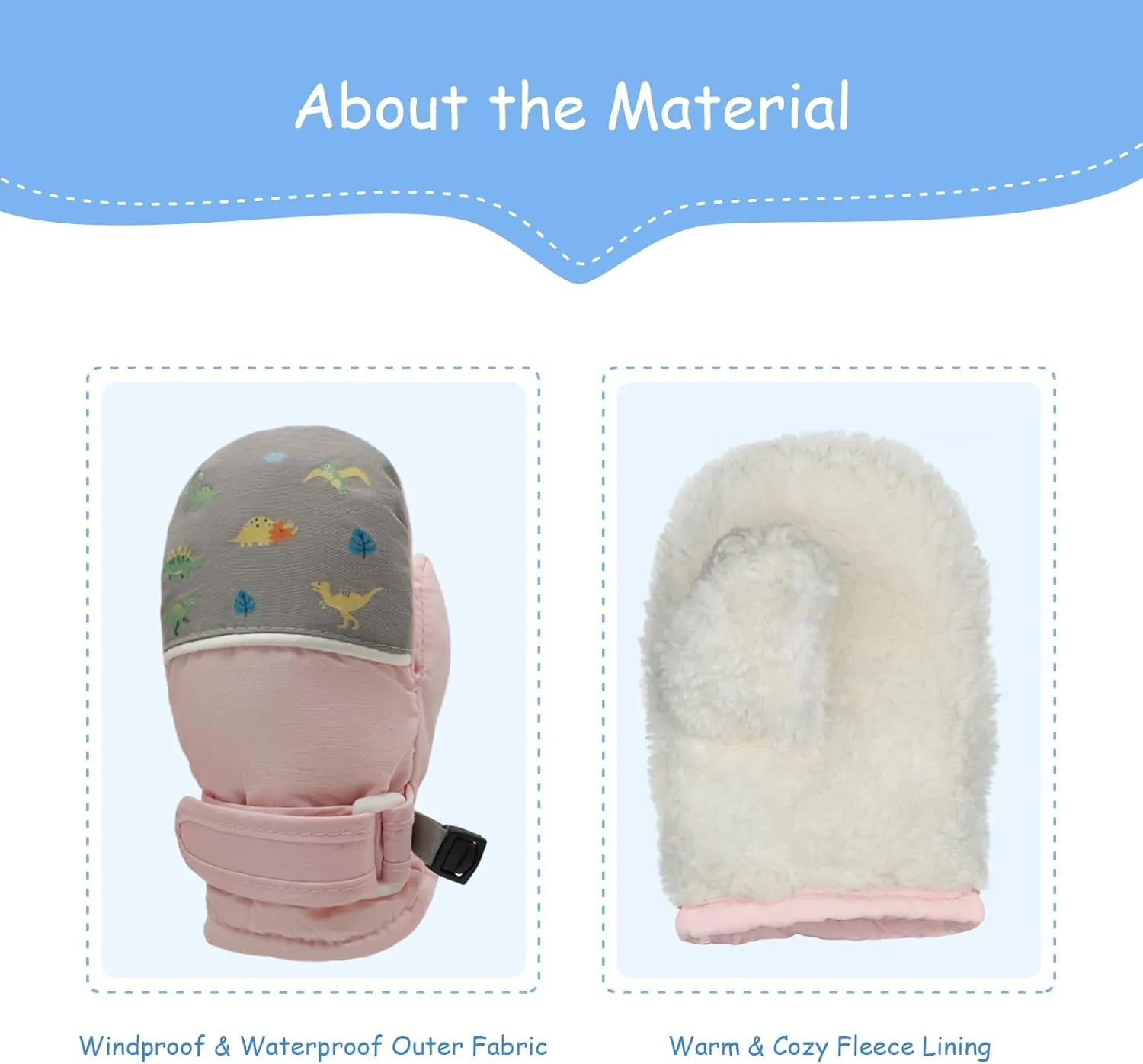 Toddler Mittens Waterproof Fleece Lined 2 Pack Toddler Winter Gloves Warm Snow Gloves for Baby Boys Girls