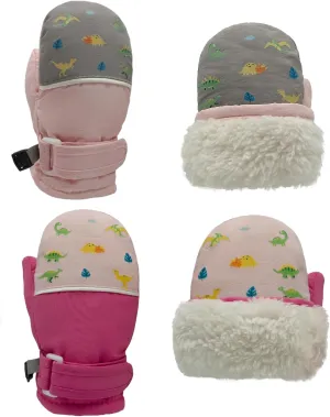Toddler Mittens Waterproof Fleece Lined 2 Pack Toddler Winter Gloves Warm Snow Gloves for Baby Boys Girls