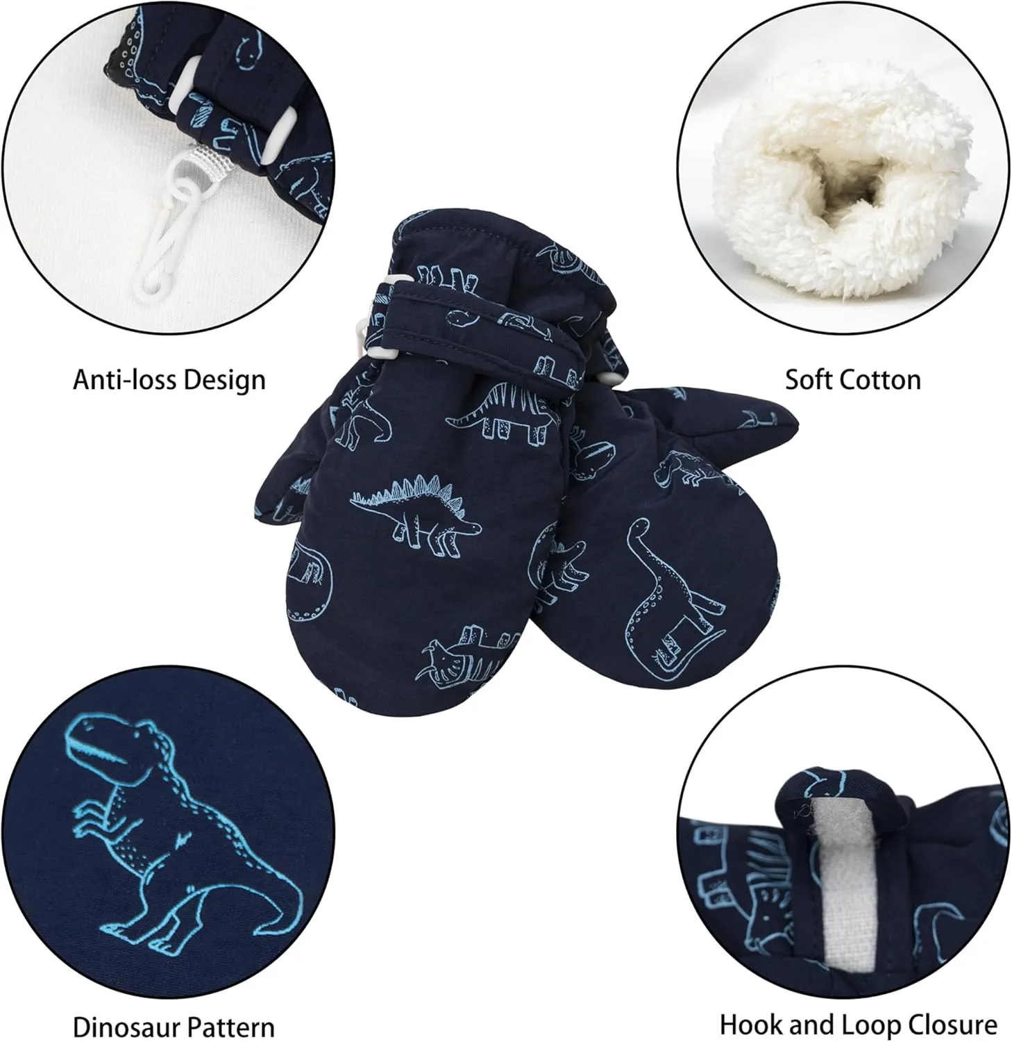 Toddler Mittens Waterproof Toddler Snow Gloves Fleece Lined Toddler Gloves Kids Winter Mittens for Boys Baby Mittens