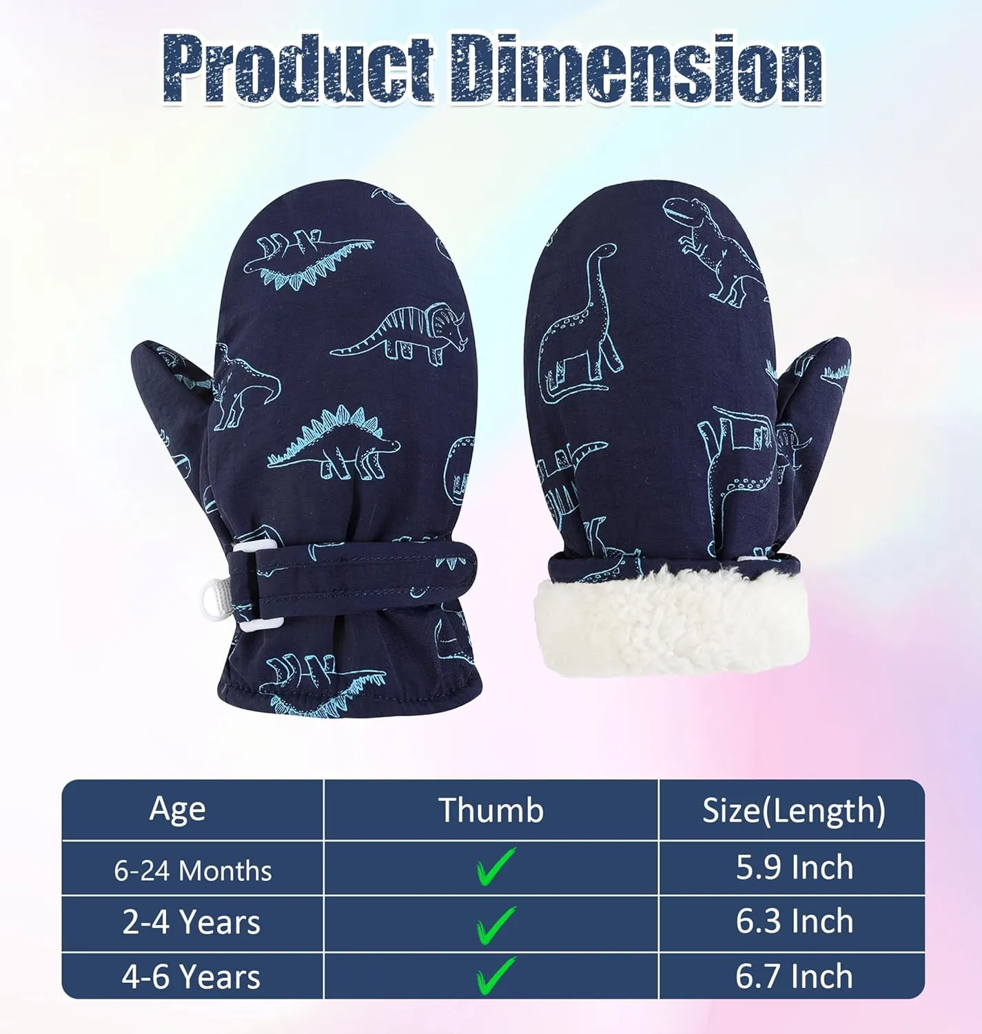 Toddler Mittens Waterproof Toddler Snow Gloves Fleece Lined Toddler Gloves Kids Winter Mittens for Boys Baby Mittens