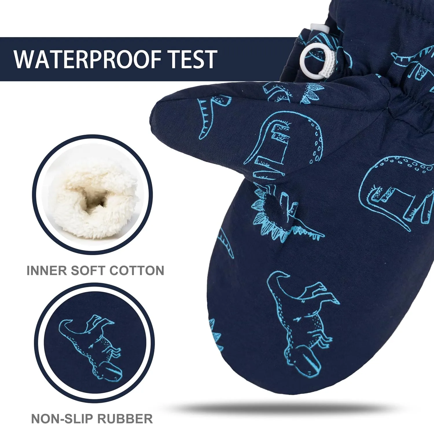 Toddler Mittens Waterproof Toddler Snow Gloves Fleece Lined Toddler Gloves Kids Winter Mittens for Boys Baby Mittens